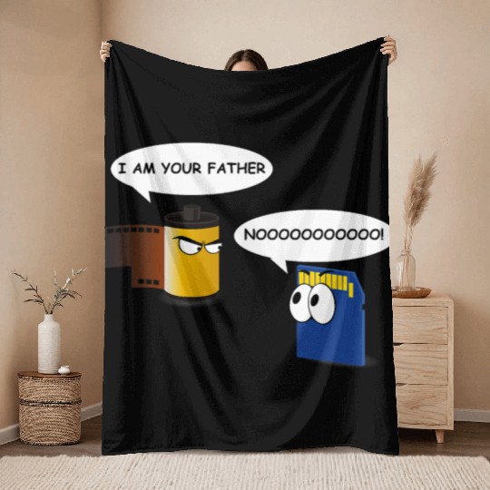 Funny photography Throw Blankets with father and son film a