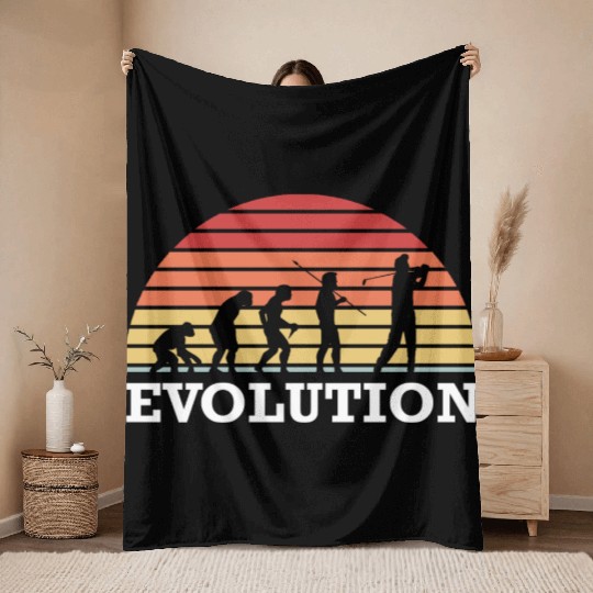 Golf Evolution Golfing Golfer Golf Ball Evolution Throw Blankets