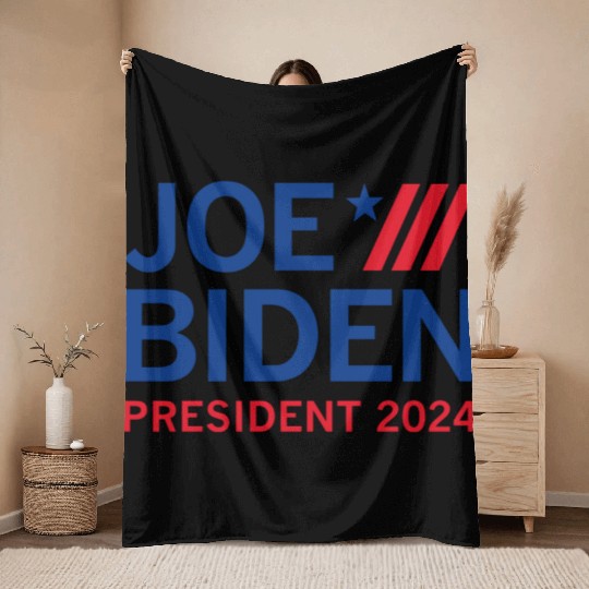 Joe Biden President 2024 Throw Blankets