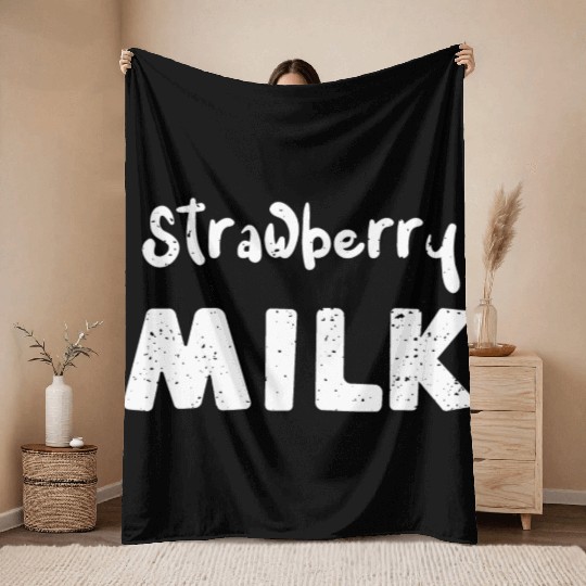 Strawberry Milk - Cow Throw Blankets