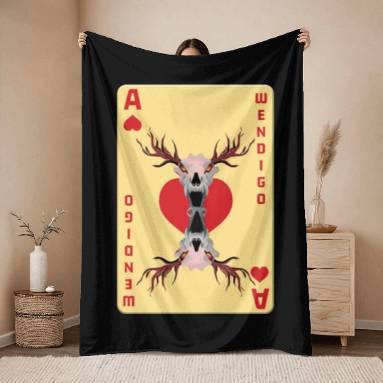 Folk Creature Card Wendigo Halloween Cryptid Throw Blankets
