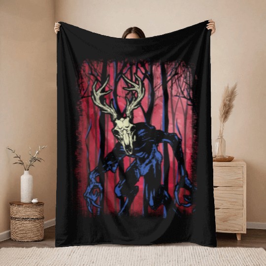 Wendigo Folk Creature Forest Halloween Cryptid Throw Blankets
