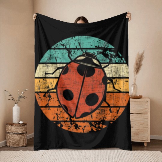 Retro Vintage Ladybug Animal Insect Lover Ladybird Throw Blankets