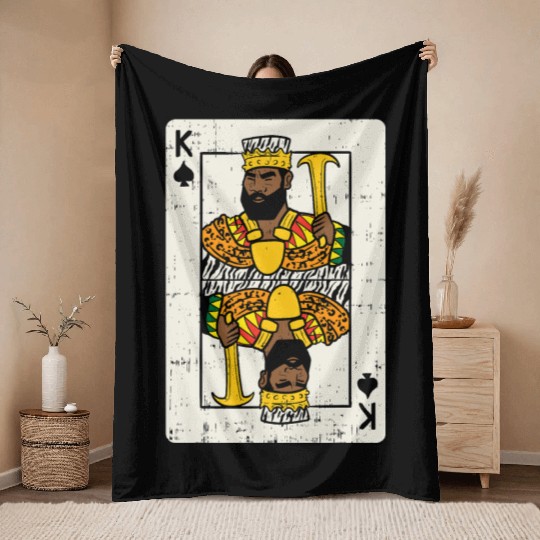 Mens African King Card Black Pride BLM Couple Matc Throw Blankets