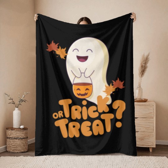 trick or treat autumn Throw Blankets
