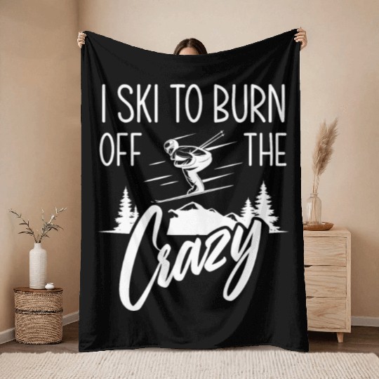 Funny Skiing Skier Gift Throw Blankets