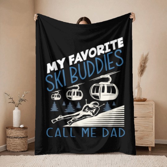 Skiing Dad Skier Father Gift Throw Blankets