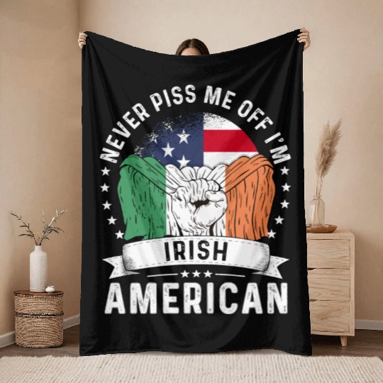 Ireland American Country Heritage Flags Throw Blankets
