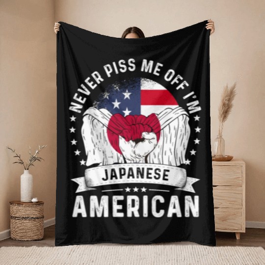 Japan American Country Heritage Flags Throw Blankets