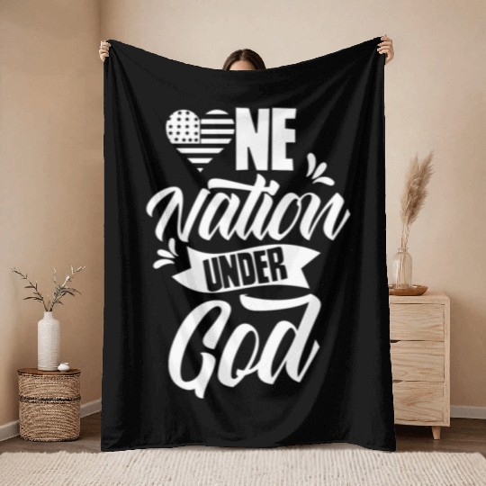 One Nation Under God America USA American US Throw Blankets