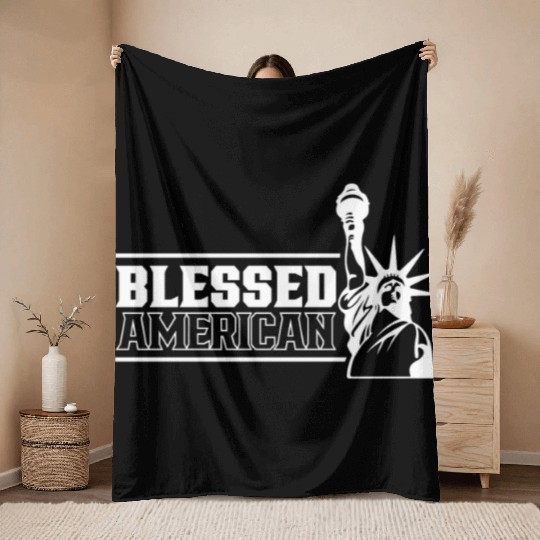 Blessed American America US Patriotic USA Throw Blankets