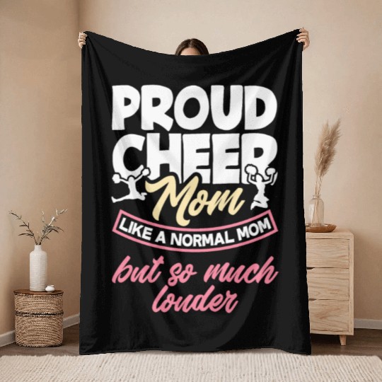 Proud Cheer Mom Cheerleading Mom Gift Throw Blankets