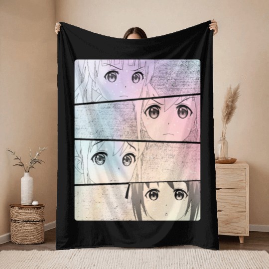 Kawaii Cute Pastel Goth Anime Girls Throw Blankets