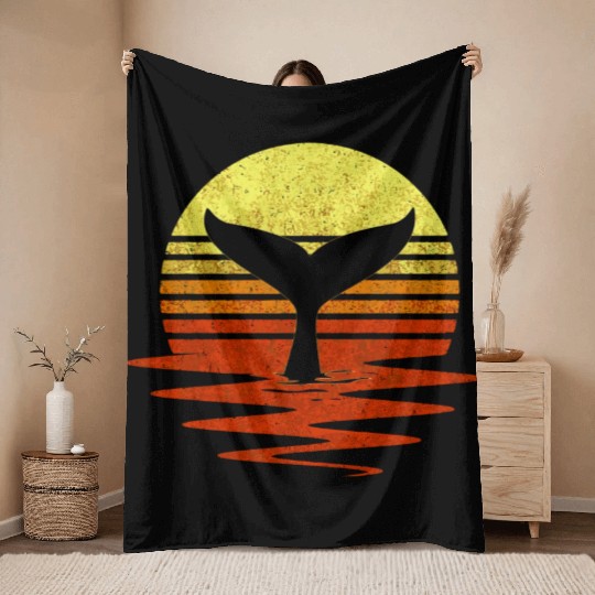 Save The Whales Nautical Ocean Killer Whale Sea Co Throw Blankets