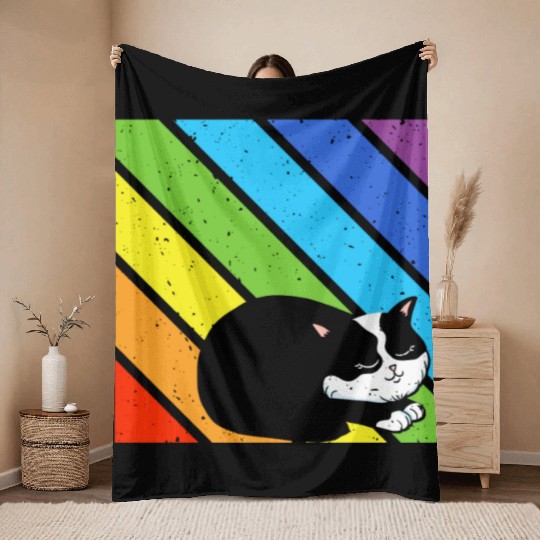 LGBT Supporter Pride Ally Cat Lover Rainbow Pride Throw Blankets