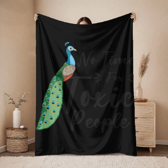 Peacock Positivity Peacock Fan Toxic People Nature Throw Blankets