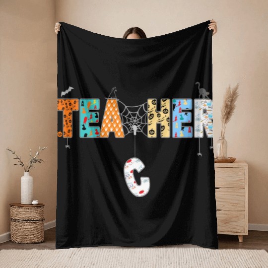 Funny Halloween Teacher Costume Throw Blankets