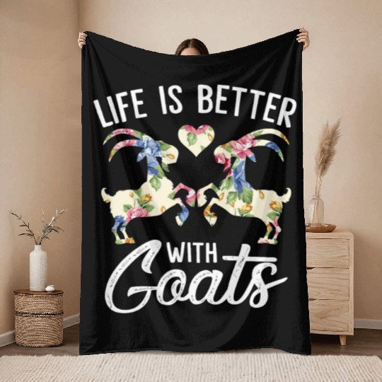 Life Is Better With Goats Funny Goat Lover Women Throw Blankets