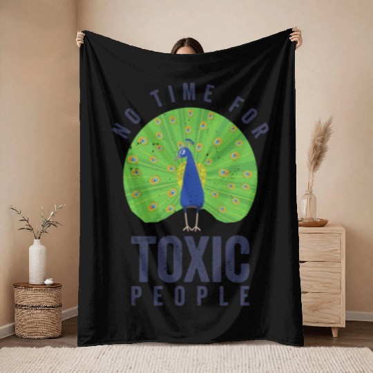 Peacock Positivity Peacock Fan Toxic People Nature Throw Blankets