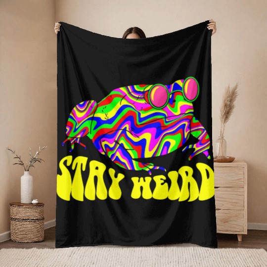 Stay Weird Throw Blankets