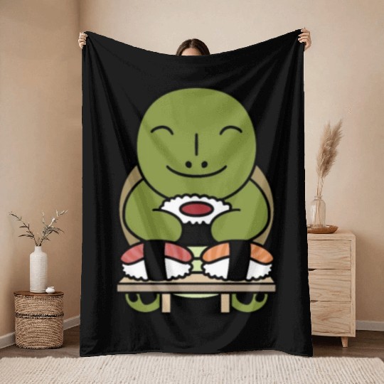 Sushi Lover Tortoise Throw Blankets