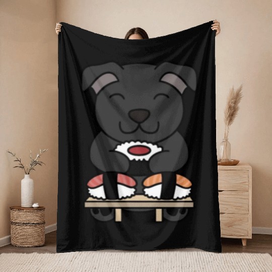 Sushi Lover Staffordshire Bull Terrier Throw Blankets