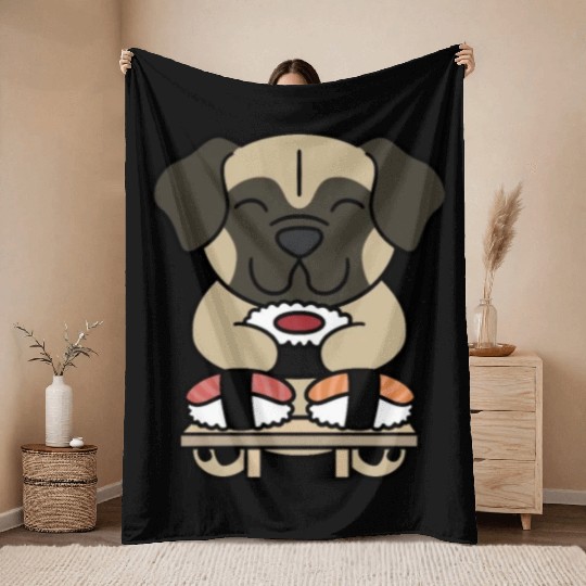 Sushi Lover Bullmastiff Throw Blankets