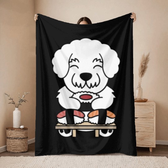 Sushi Lover Bichon Frise Throw Blankets