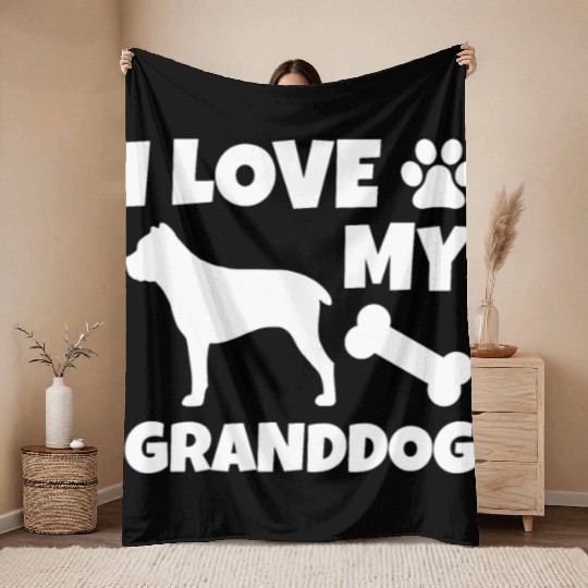 I Love My Granddog Cane Corso Throw Blankets