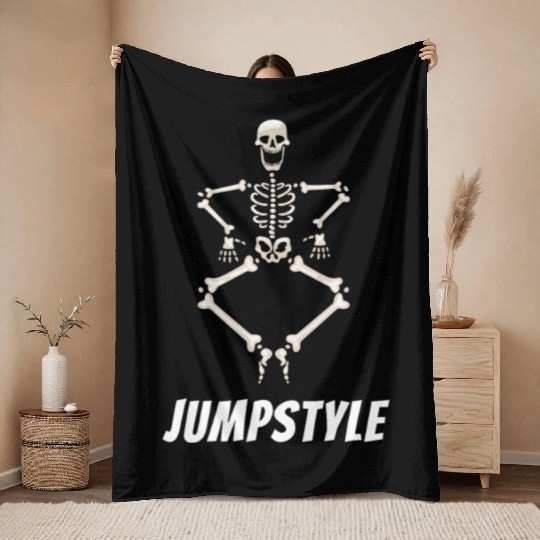 Jumpstyle Hardstyle Jumping Skeleton Throw Blankets