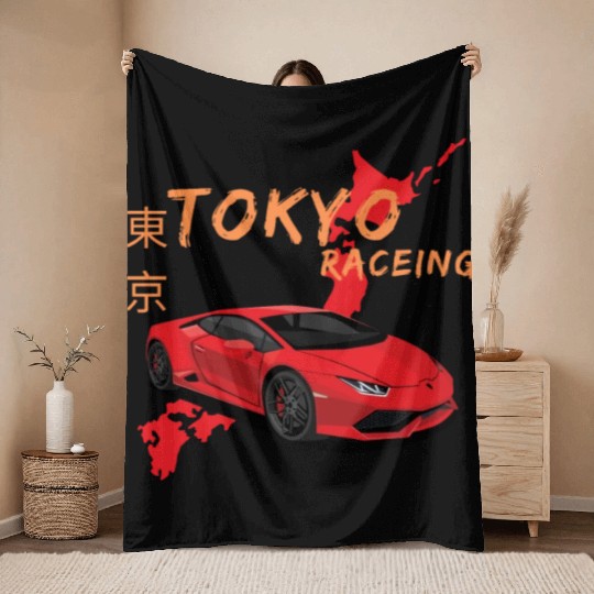 Tokyo Racing Throw Blankets