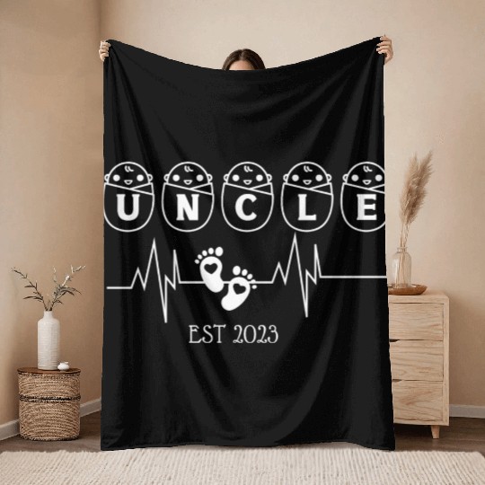 Uncle EST 2003 Heartbeat Throw Blankets