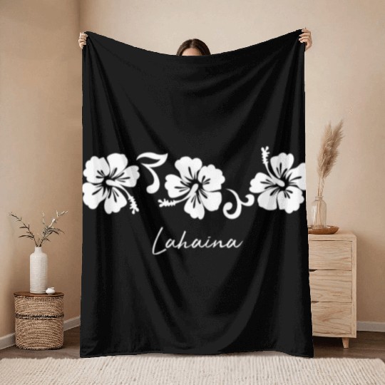 Lahaina Maui Hawaii Hibiscus Flower Throw Blankets