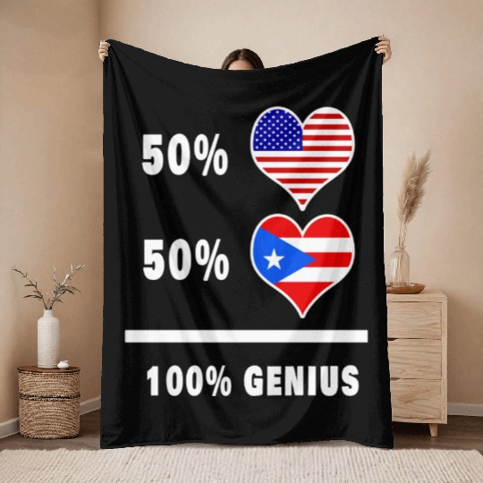 USA and Puerto Rico genius flag design Throw Blankets