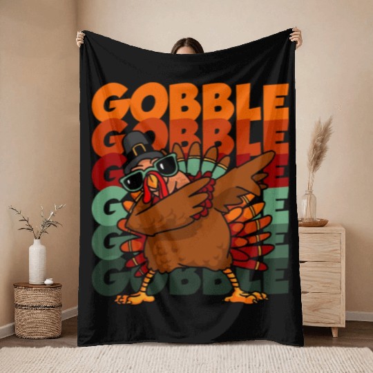 Dabbing Turkey Thanksgiving Gobble Gobble Yall Throw Blankets