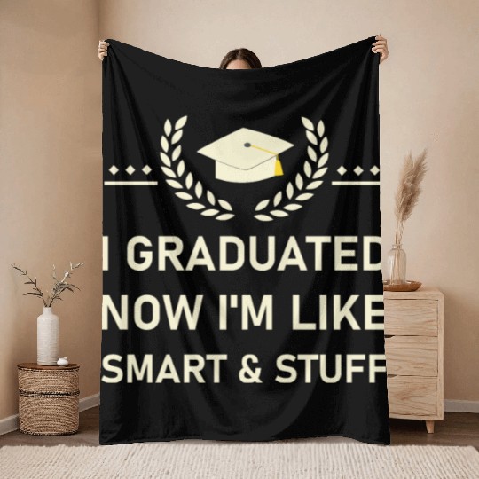 Funny College High School Graduation Gift Senior Throw Blankets