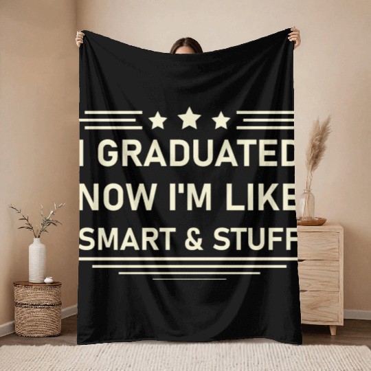 Funny College High School Graduation Gift Senior Throw Blankets