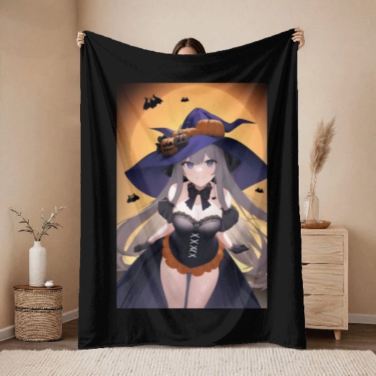 Halloween Girl Throw Blankets