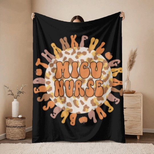 MICU Nurse Thanksgiving Medical ICU Nursing Gifts Throw Blankets