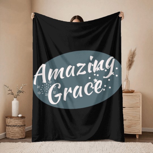 Amazing Grace Christian design Throw Blankets