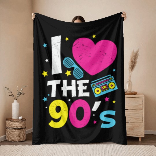 I Love the 90s Radio Cassette Tape Nostalgia Gifts Throw Blankets