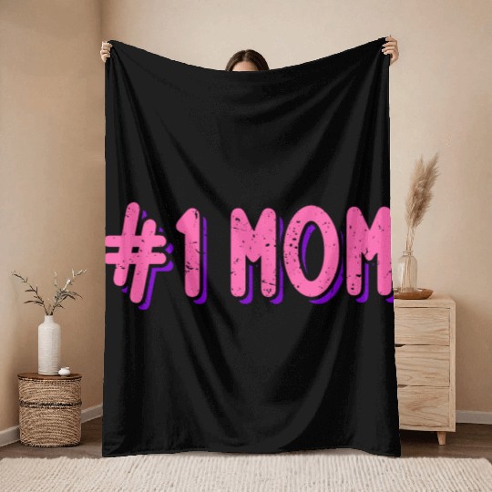 Hashtag Number One Mom Mothers Day Idea Mama Women Throw Blankets