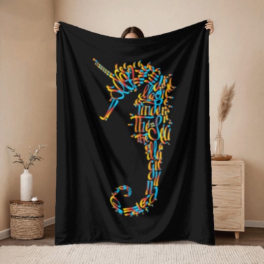 Unicorn Seahorse Throw Blankets