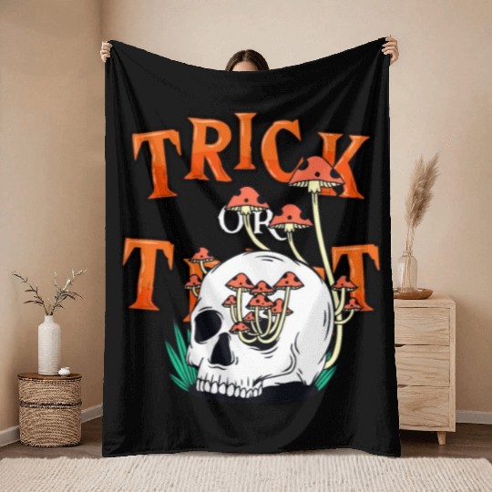Trick or Treat People With Kindness Skeleton Hallo Throw Blankets