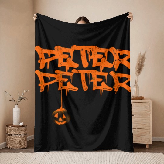 Pumpkin Peter Halloween Costume Scary Throw Blankets