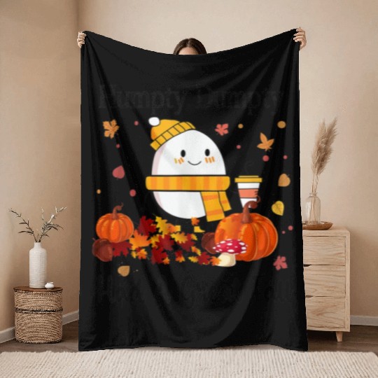 Humpty Dumpty Had A Great Fall Thanksgiving Autumn Throw Blankets