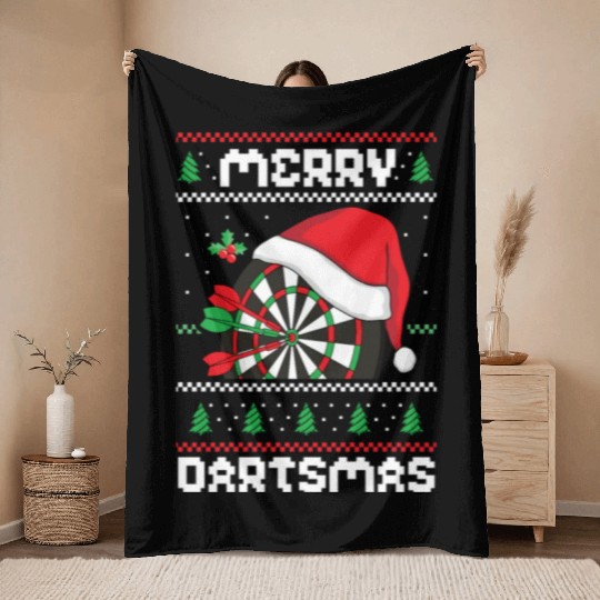 Merry Dartmas Sport Lover Merry Xmas Christmas Day Throw Blankets