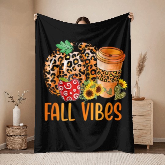 Fall Vibes And That Sped Teacher Life Thanksgiving Throw Blankets