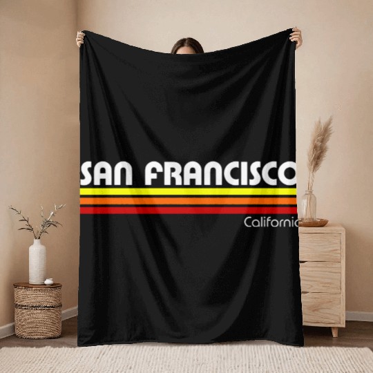 San Francisco California Retro Throw Blankets