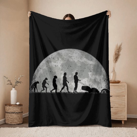 Robotic Lawnmower Evolution Moon Throw Blankets